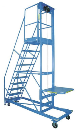 "Cargo" shelf mobile ladder, 10 steps