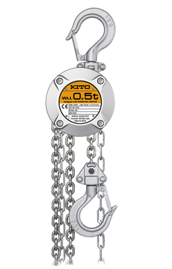 Compact, light and portable manual hoist, 1/2 ton capacity, 8 feet lifting