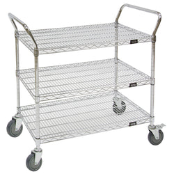 Chariot utilitaire en treillis chromé, 36"L x 24"P x 45"H, 3 tablettes
