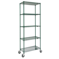 Chariot en treillis d'époxyde vert, 48"L x 24"P x 92"H, 5 tablettes