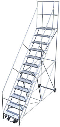 Échelle mobile en acier inoxydable avec angle sécuritaire, 13 marches
