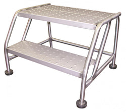 Échelle mobile à angle sécuritaire, 3 marches, sans gardes, en acier inoxydable