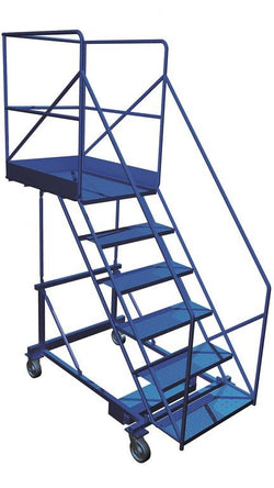 38" overhang cantilever mobile ladder with safety angle, 8 steps