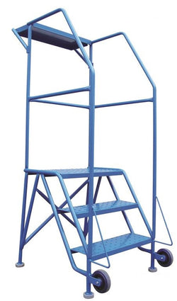 Mechanic's mobile ladder, 3 steps, with tool tray