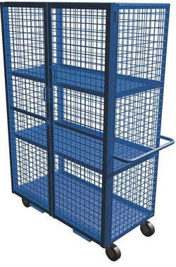 Chariot de sécurité à côtés grillagés, 3 tablettes