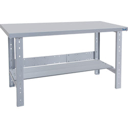 Workbench with shelf, steel top, 30" x 72"