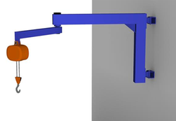 Articulated wall mounted jib crane, cap. 250 lbs, 10 feet span
