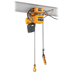 Electric hoist, cap. 5 tons, 10 feet of lift, 575V, 11 ft/min, motorized trolley