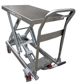 Stainless steel mobile lift table, 550 lbs capacity