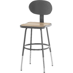 Height-adjustable stool with backrest, from 18" to 26"