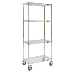 Chariot en treillis chromé, 36"L x 18"P x 69"H, 4 tablettes