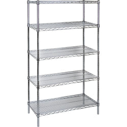 Chromate wire shelving, 36" W x 18" D x 86" H, 5 shelves