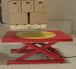 Table élévatrice à profil bas avec plateau tournant