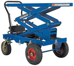 Pneumatic Tire Elevating Cart, cap. of 600 lbs.  - Double Scissor