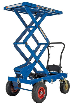 Pneumatic Tire Elevating Cart, cap. of 600 lbs.  - Double Scissor