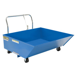 Low profile mobile self-dumping hopper, cap. 1/2 cubic yard, cap. of 2000 lbs.