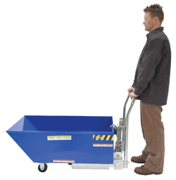 Low profile mobile self-dumping hopper, cap. 1/3 cubic yard, cap. of 2000 lbs.