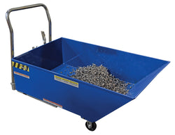 Low profile mobile self-dumping hopper, cap. 1/3 cubic yard, cap. of 2000 lbs.