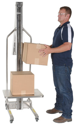 Stainless steel ergonomic winch stacker, cap. of 440 lbs