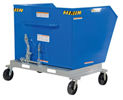 Mobile self-dumping steel hopper, cap. 1.5 cubic yard, cap. of 2000 lbs.