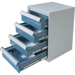 Workbench with 4-drawer module, steel top, 36" x 72"