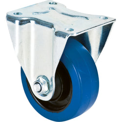 Blue elastic rubber rigid caster, 4" diameter, 350 lbs capacity