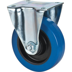 Blue elastic rubber rigid caster, 5" diameter, 400 lbs capacity
