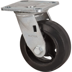 Mold-on rubber swivel caster, 5" diameter, 400 lbs capacity