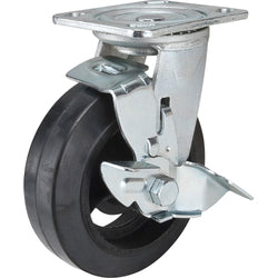 Mold-on rubber swivel w/side brake caster, 6" diameter, 500 lbs capacity