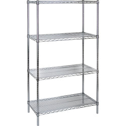 Chromate wire shelving, 36" W x 18" D x 63" H, 4 shelves